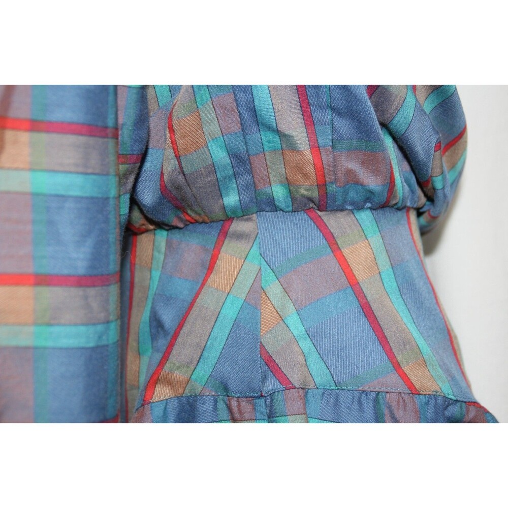 Vintage Jody California Multi Colored Plaid Hippie Prairie 80s Dress Sz 5/6 SM - Picture 10 of 15